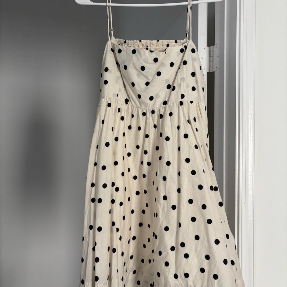 Maeve Cream Dress with Black Polka Dots